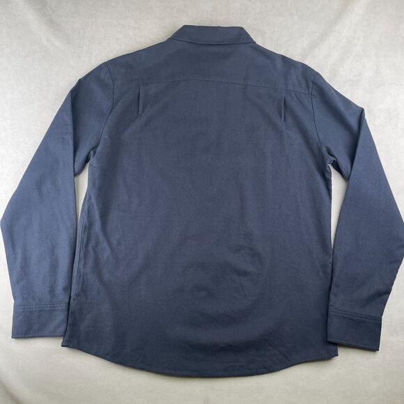 American Apparel Shirt Men L Navy Blue Button Down Long Sleeve Collared Work EUC - Picture 3 of 7